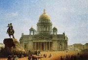 nikolay gogol rhe statue of peter the great in front of the cathedral in st petersburg oil painting on canvas